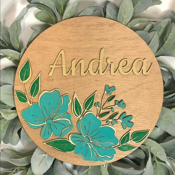 Custom name flowered round